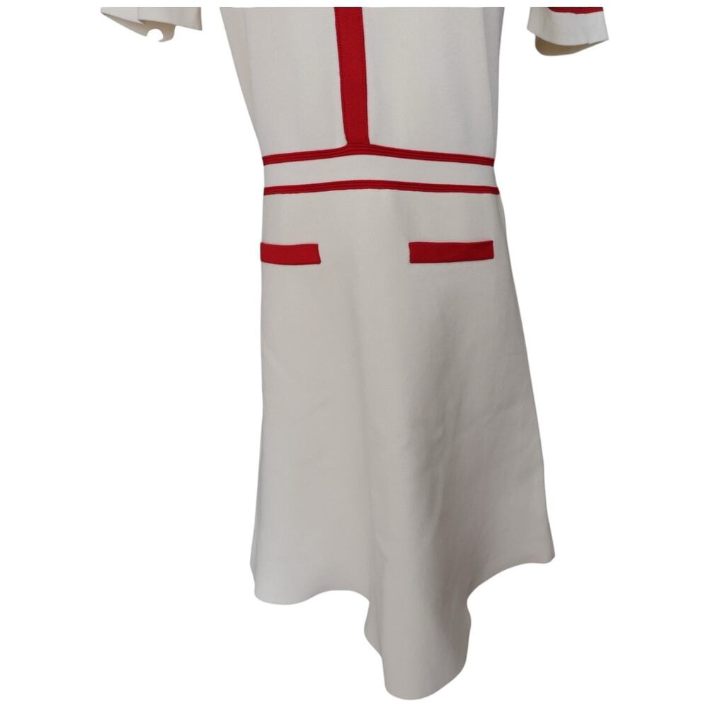 Sandro Paris Irene Polo Cream/Red Collared Dress in Size 40/8 - Picture 6 of 16